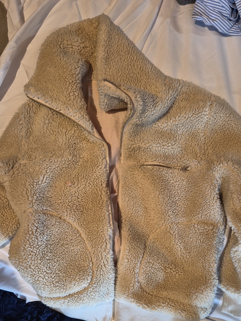 Wilfred Cream Sherpa Zip Jacket